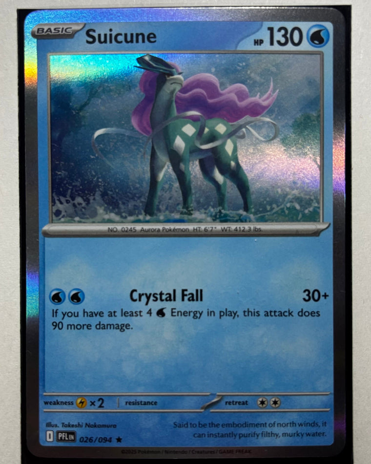 Suicune holographic Pokemon trading card for premium Slam Dunks Studios display objects