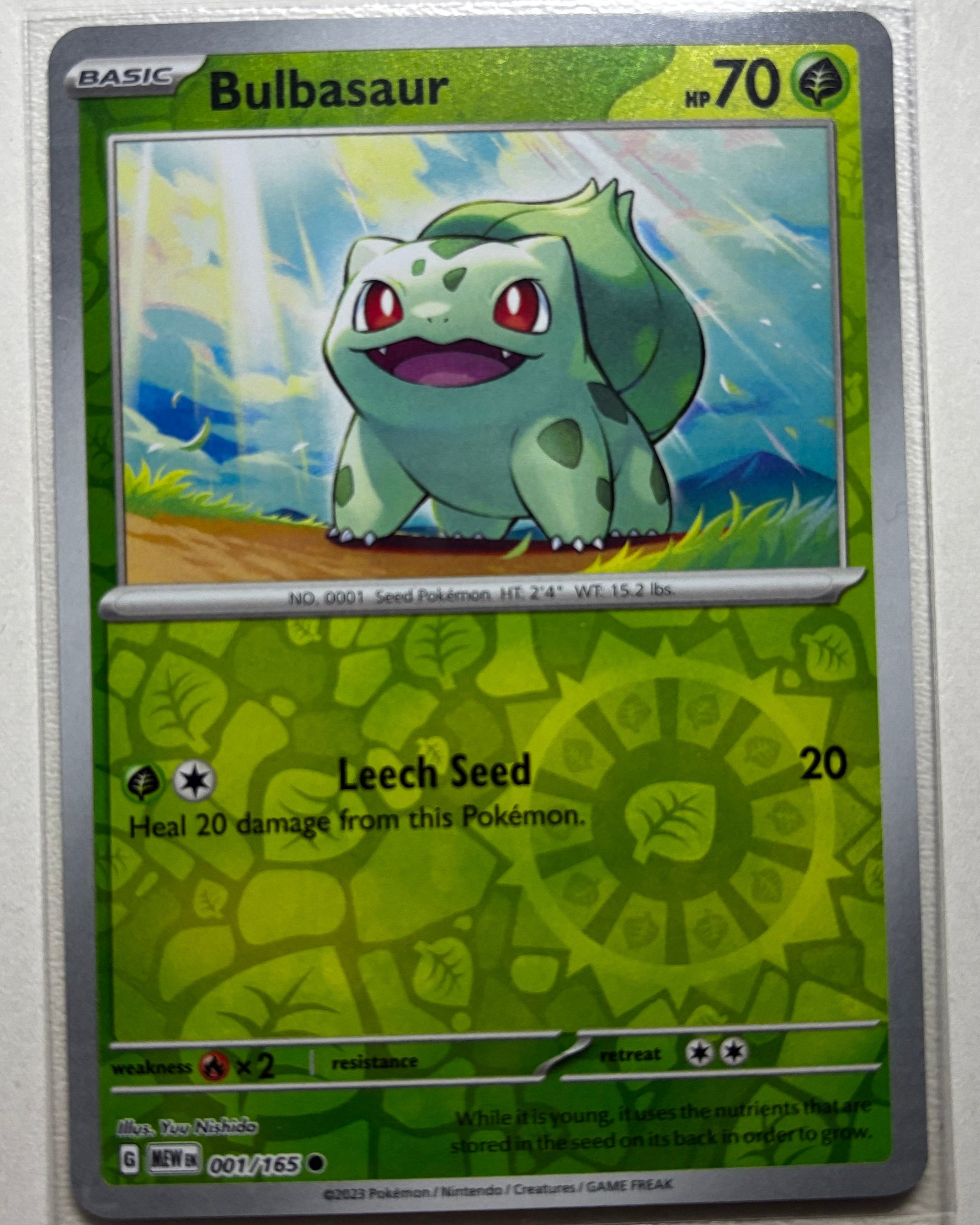 Bulbasaur reverse holographic Pokemon trading card for Slam Dunks Studios display objects