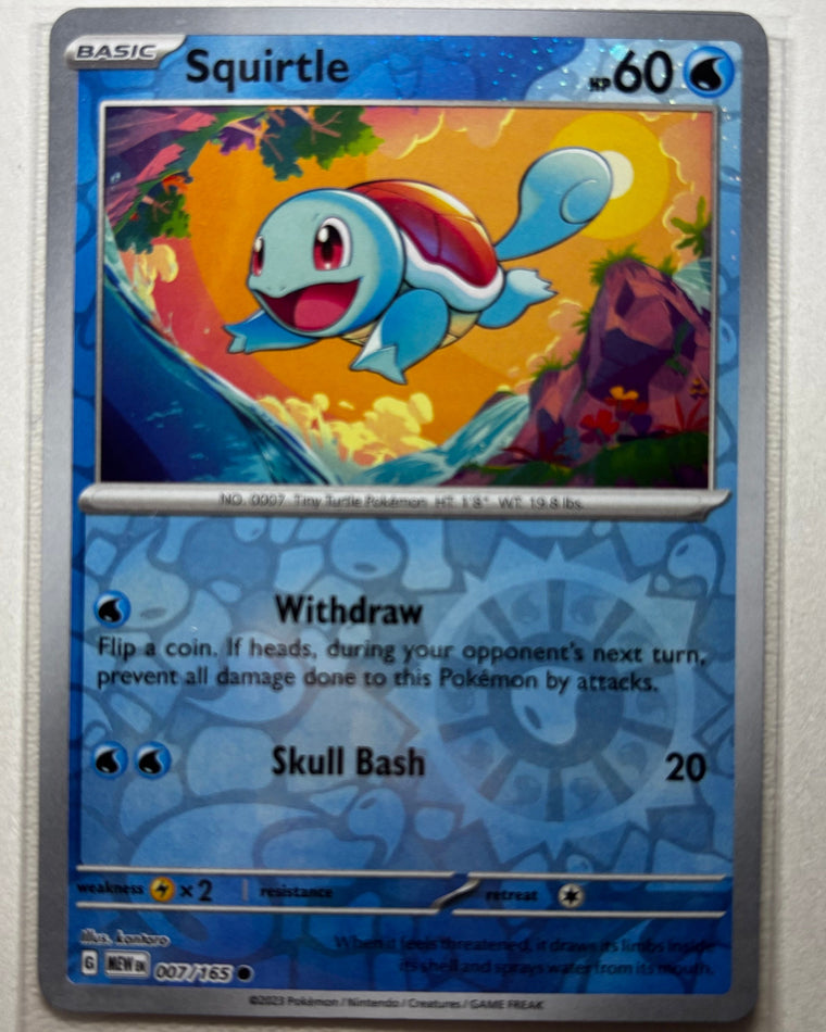Squirtle reverse holographic Pokemon trading card for Slam Dunks Studios display objects