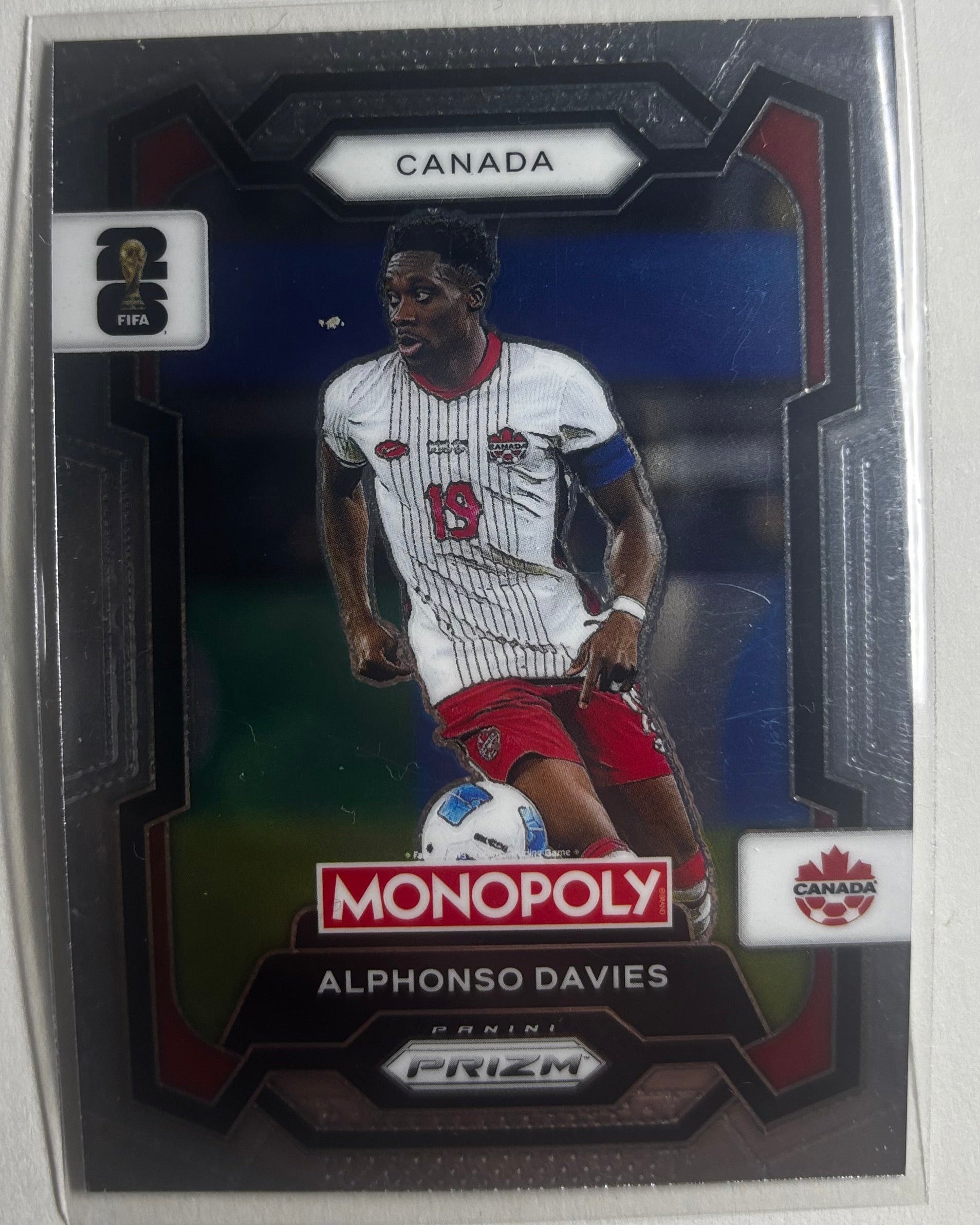 Alphonso Davies prizm FIFA football trading card for Slam Dunks Studios display objects