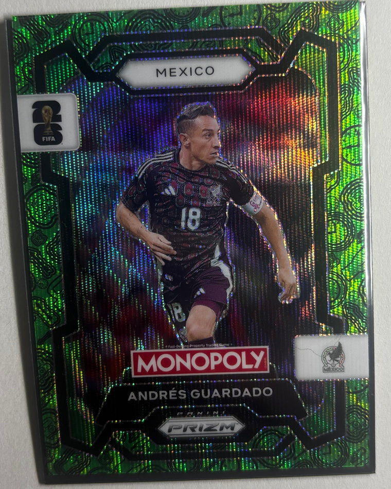 Andrés Guardado green prizm FIFA football trading card for Slam Dunks Studios display objects