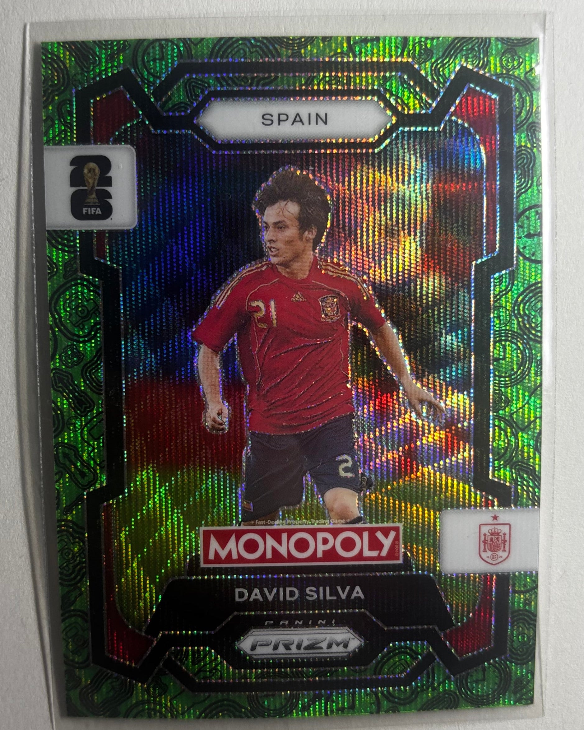 David Silva green prizm FIFA football trading card for Slam Dunks Studios display objects