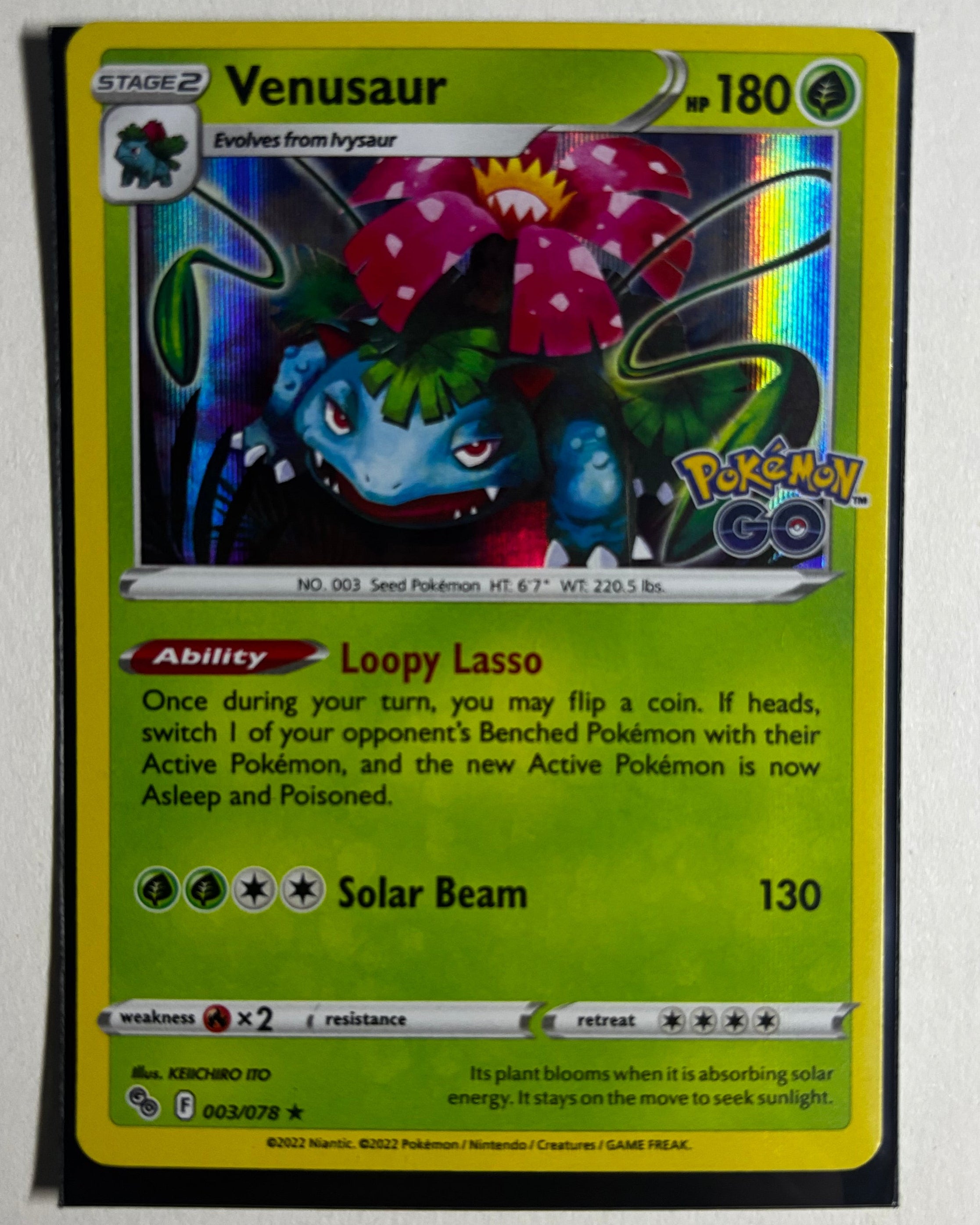 Venusaur holographic Pokemon card