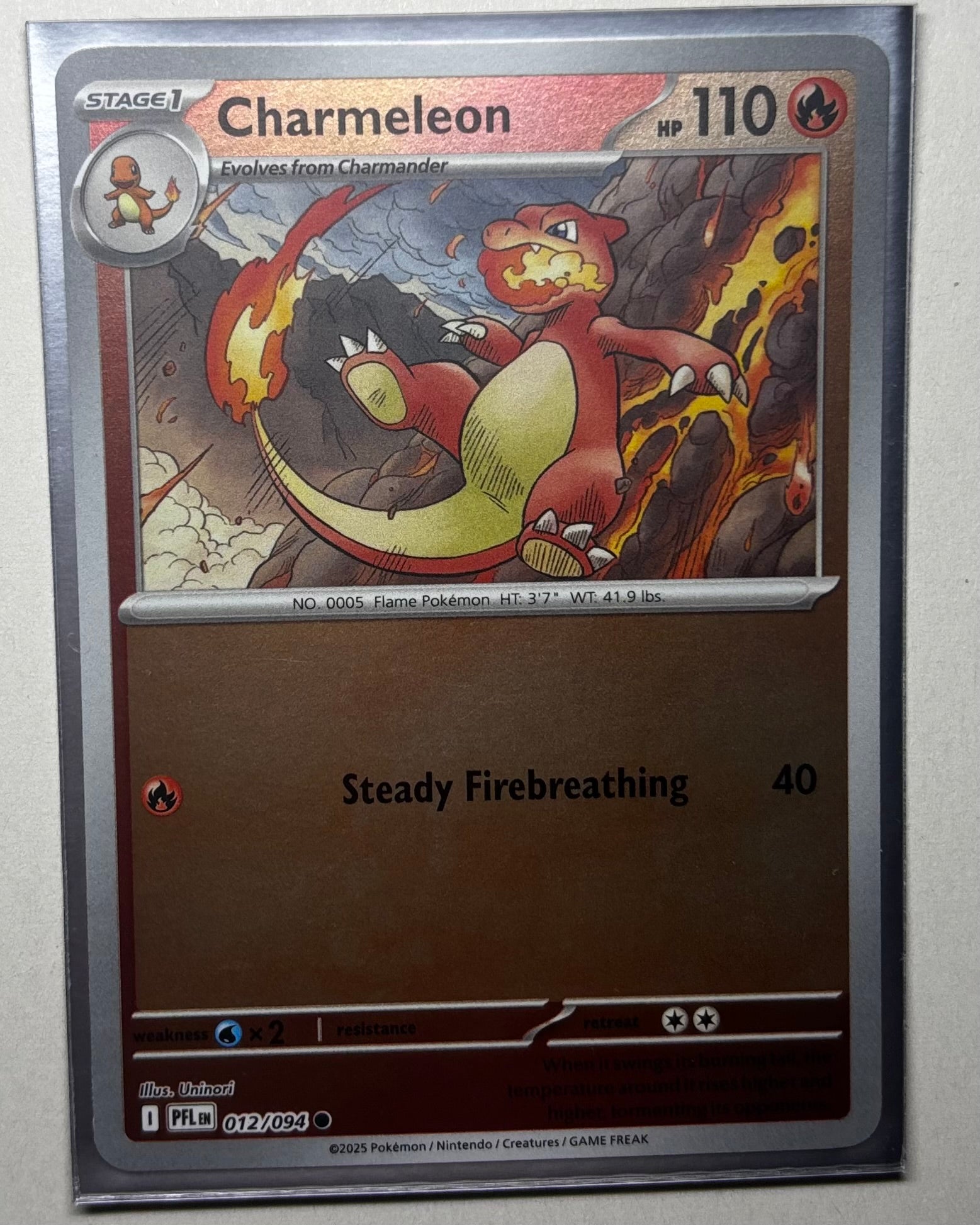 Charmeleon reverse holographic Pokemon card